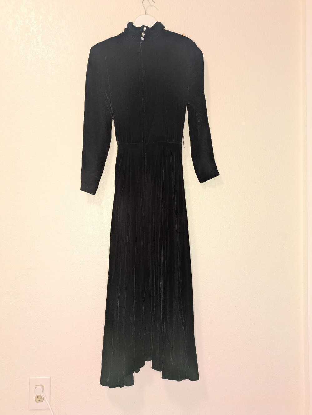 Vintage 80s Ricki Lang for Nuit Black Velvet Full Circle Skirt Maxi Dress ILGWU - Picture 3 of 12
